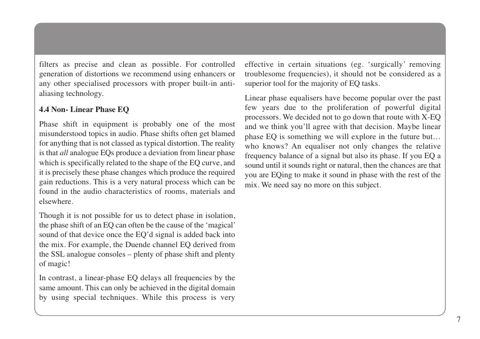 4 non- linear phase eq | Solid State Logic X-EQ User Manual | Page 11 / 28