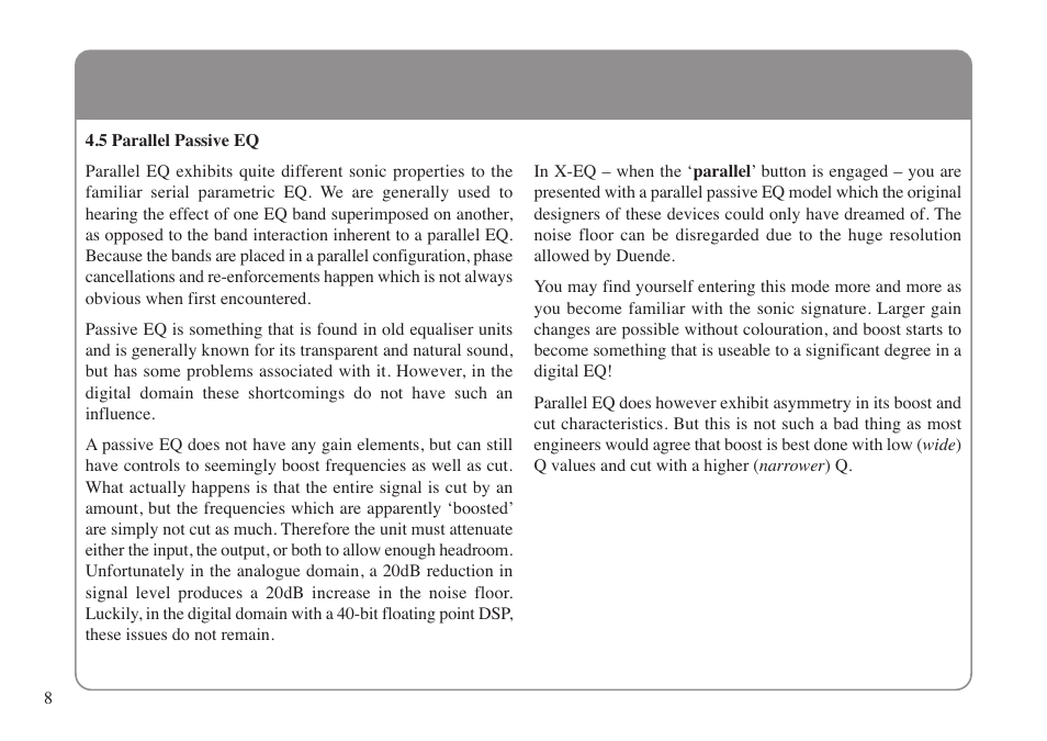 5 parallel passive eq | Solid State Logic X-EQ User Manual | Page 12 / 28