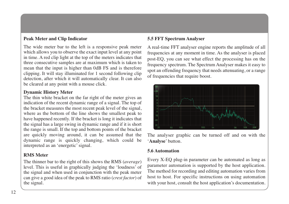 5 fft spectrum analyser, 6 automation | Solid State Logic X-EQ User Manual | Page 16 / 28