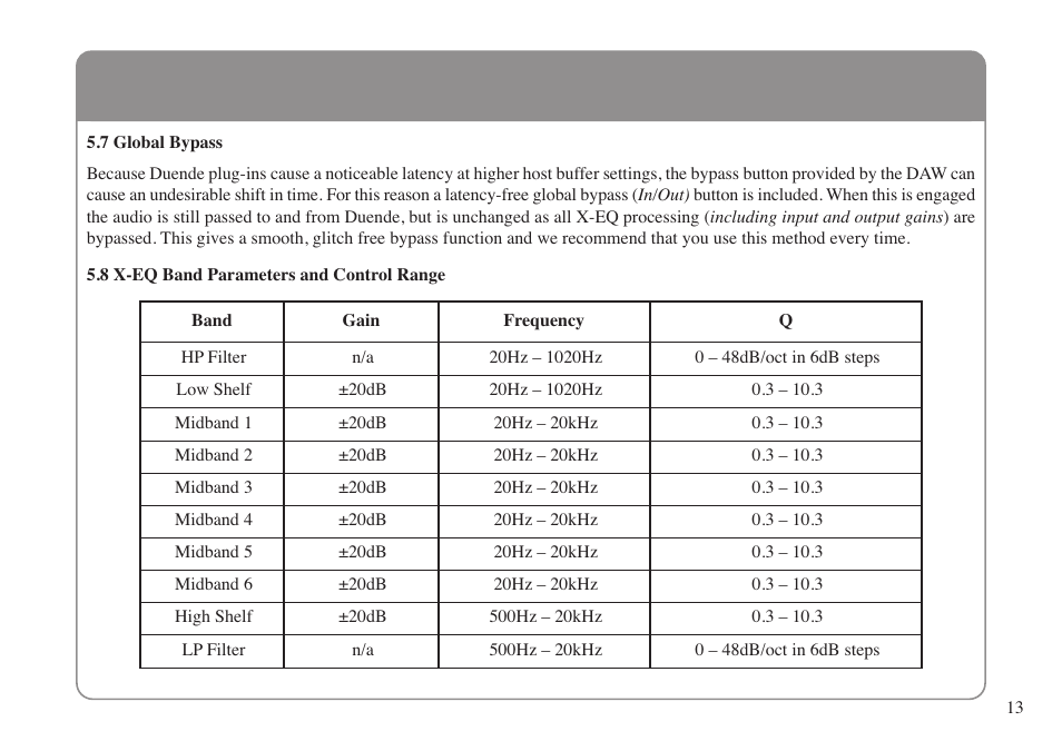 7 global bypass | Solid State Logic X-EQ User Manual | Page 17 / 28