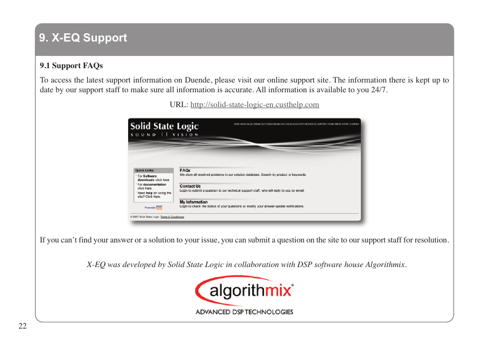 X-eq support | Solid State Logic X-EQ User Manual | Page 26 / 28