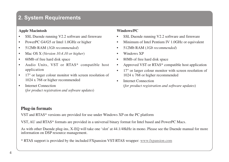 System requirements | Solid State Logic X-EQ User Manual | Page 8 / 28