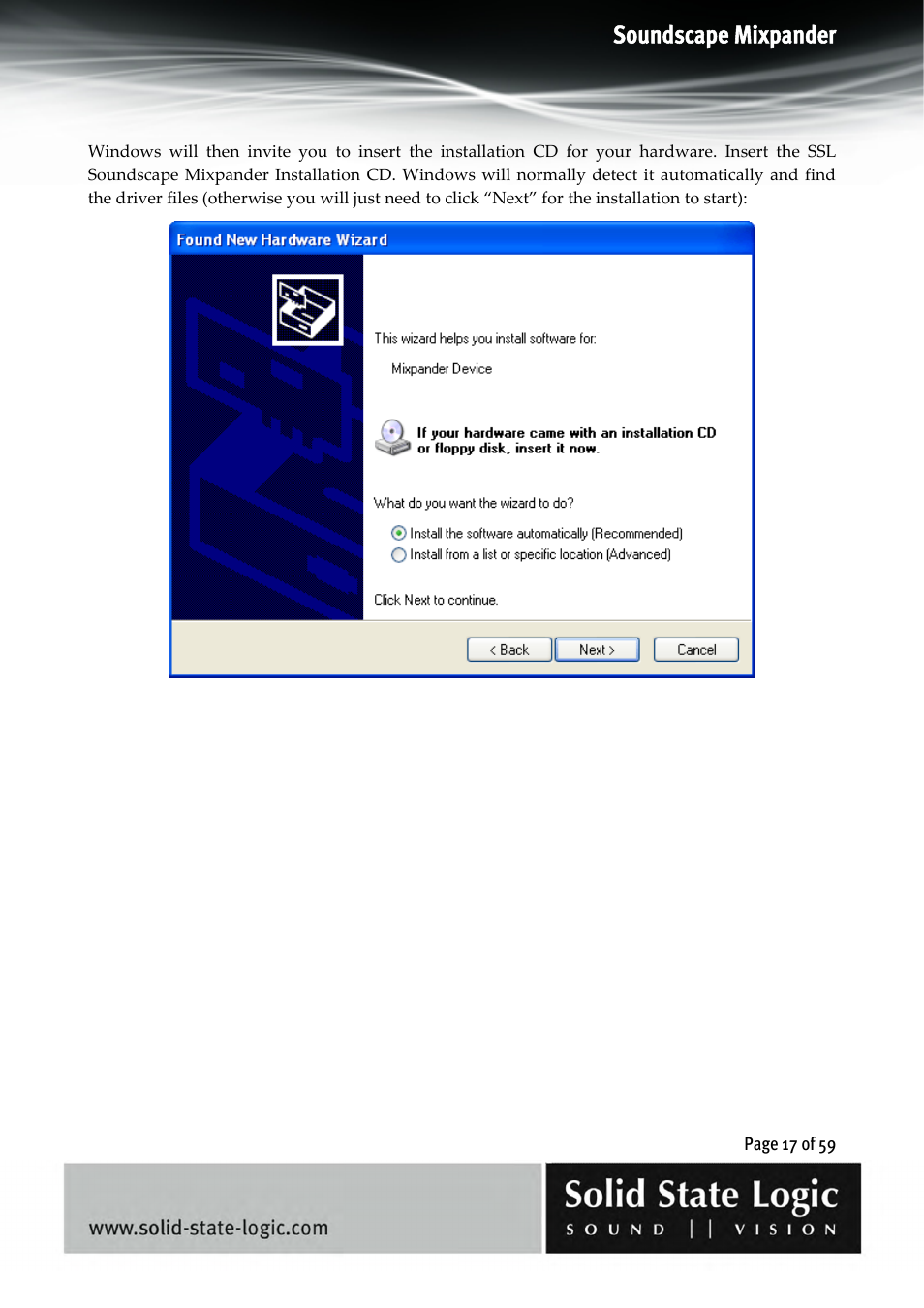 Soundscape mixpander | Solid State Logic 4.3 User Manual | Page 17 / 59