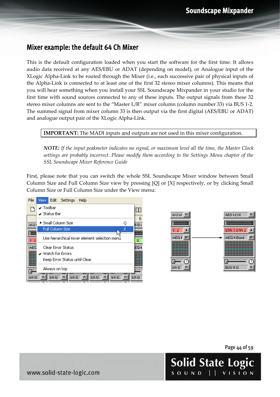 Soundscape mixpander, Mixer example: the default 64 ch mixer | Solid State Logic 4.3 User Manual | Page 44 / 59
