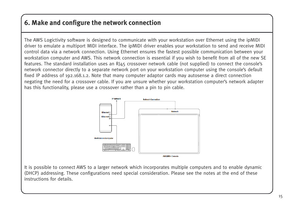 Make and configure the network connection | Solid State Logic AWS V4 User Manual | Page 19 / 45
