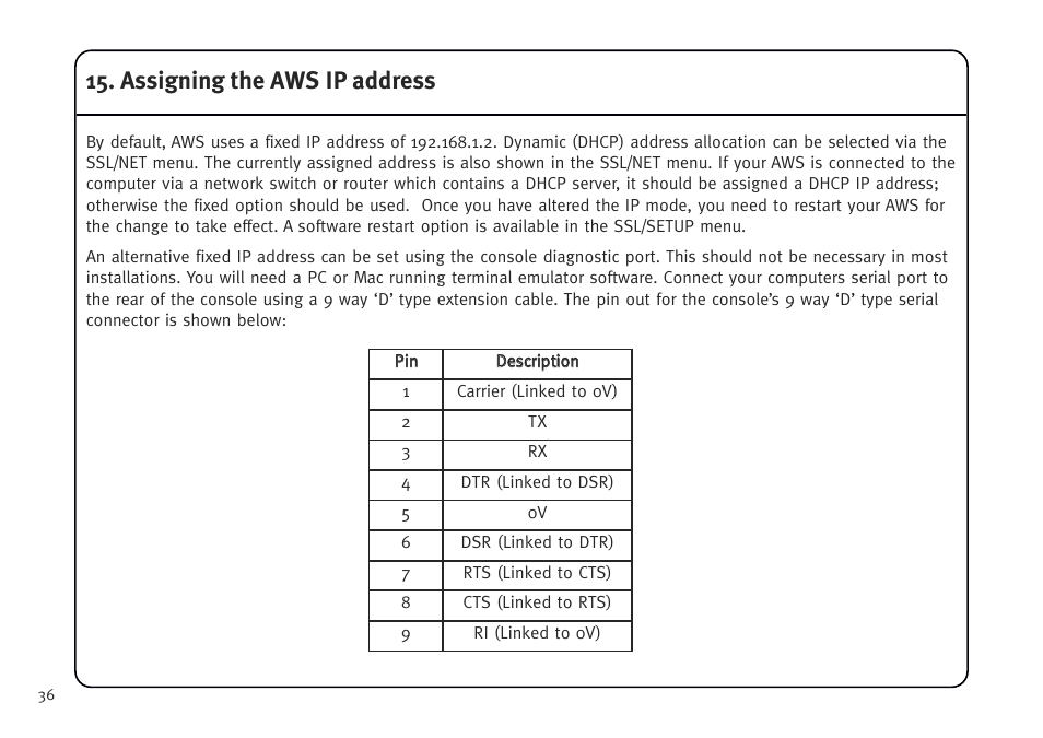 Assigning the aws ip address | Solid State Logic AWS V4 User Manual | Page 40 / 45