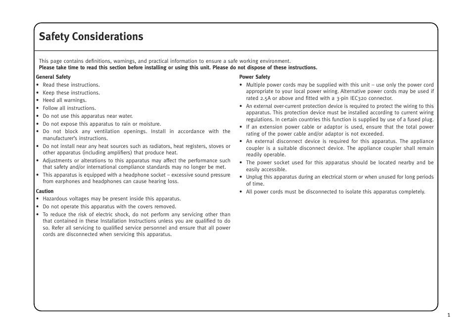 Safety considerations | Solid State Logic AWS V4 User Manual | Page 5 / 45