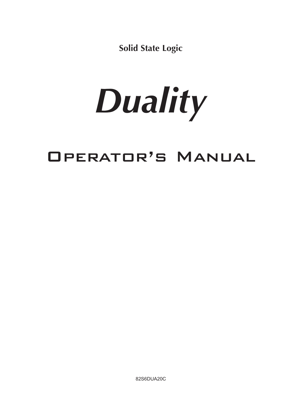 Solid State Logic Duality 82S6DUA20C User Manual | 127 pages