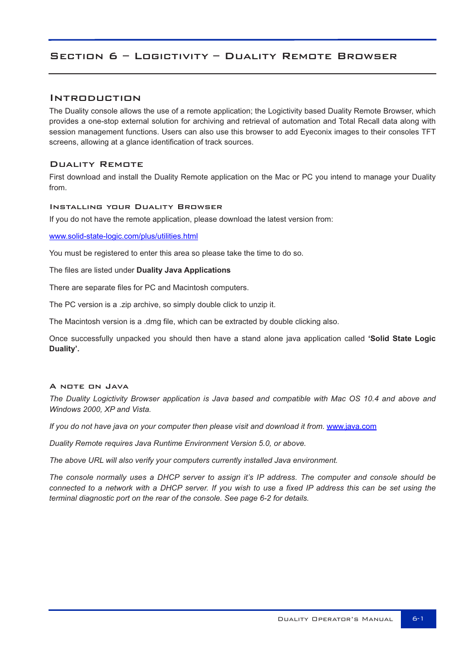 Duality remote | Solid State Logic Duality 82S6DUA20C User Manual | Page 117 / 127