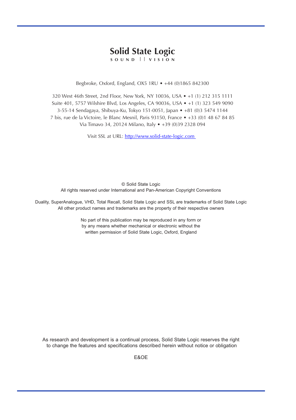 Solid state logic | Solid State Logic Duality 82S6DUA20C User Manual | Page 2 / 127