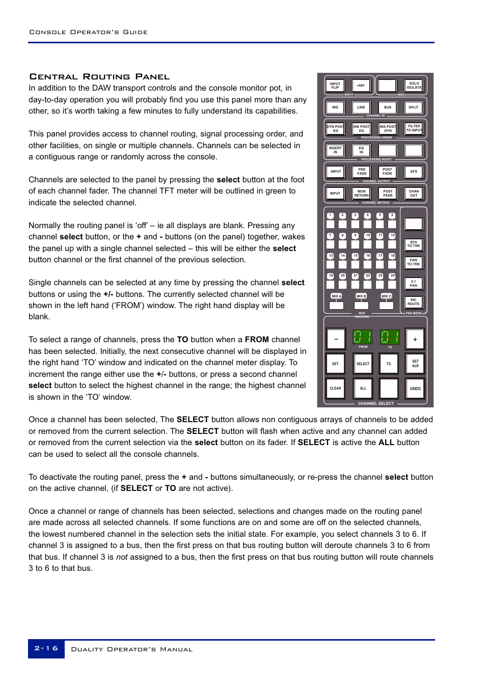 Central routing panel | Solid State Logic Duality 82S6DUA20C User Manual | Page 28 / 127