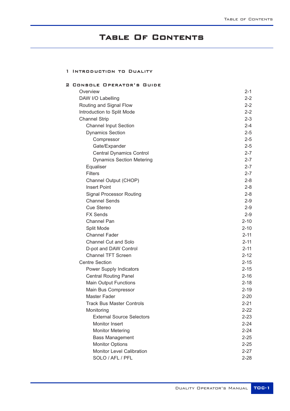 Tta ab bl le e o of f c co on nt te en nt ts s | Solid State Logic Duality 82S6DUA20C User Manual | Page 3 / 127
