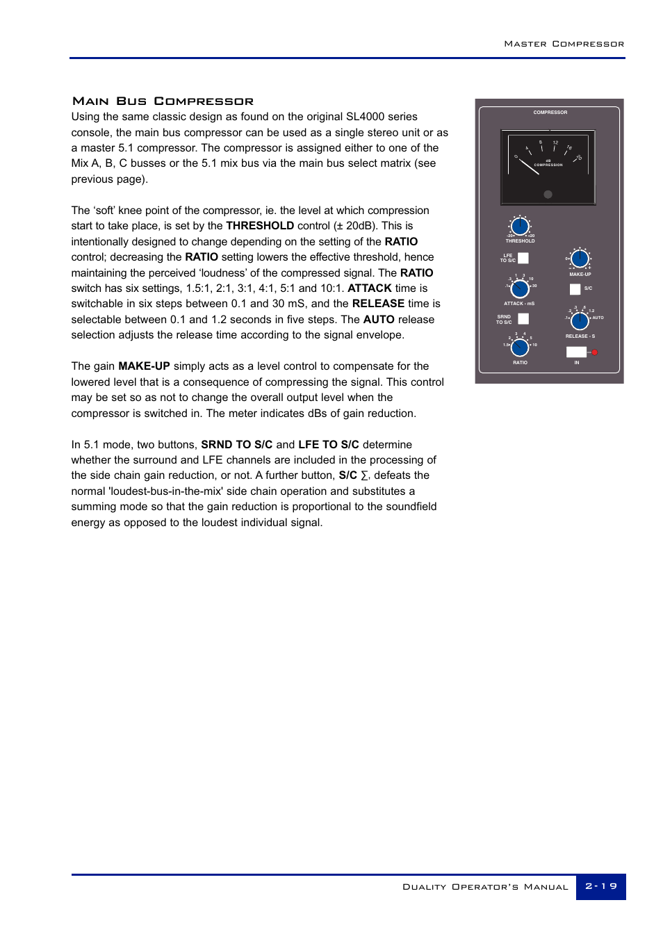 Main bus compressor | Solid State Logic Duality 82S6DUA20C User Manual | Page 31 / 127