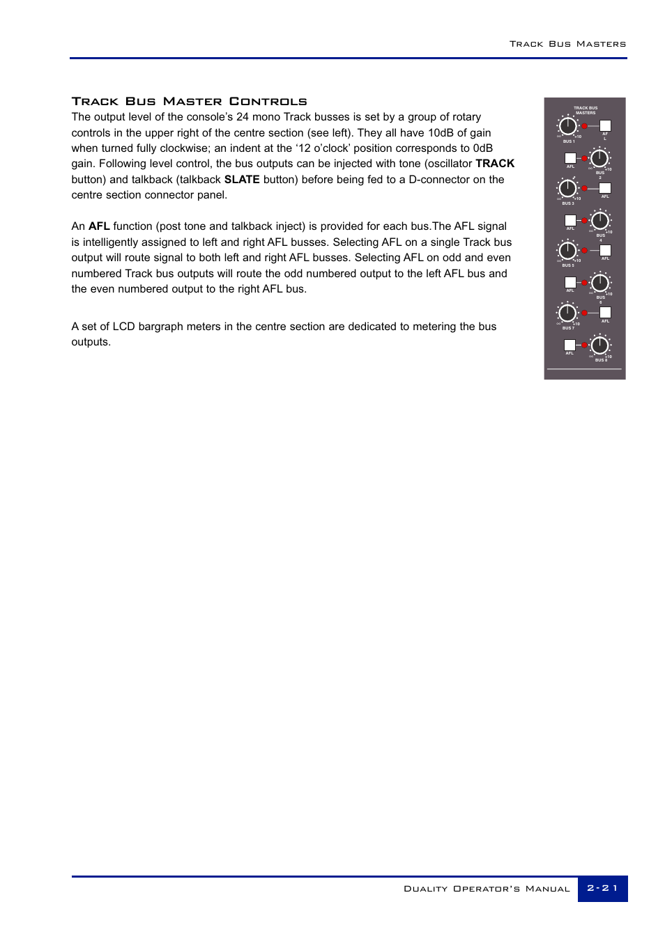 Track bus master controls | Solid State Logic Duality 82S6DUA20C User Manual | Page 33 / 127