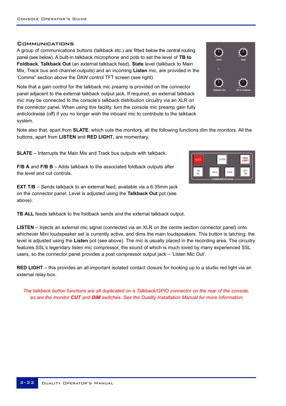 Communications | Solid State Logic Duality 82S6DUA20C User Manual | Page 44 / 127