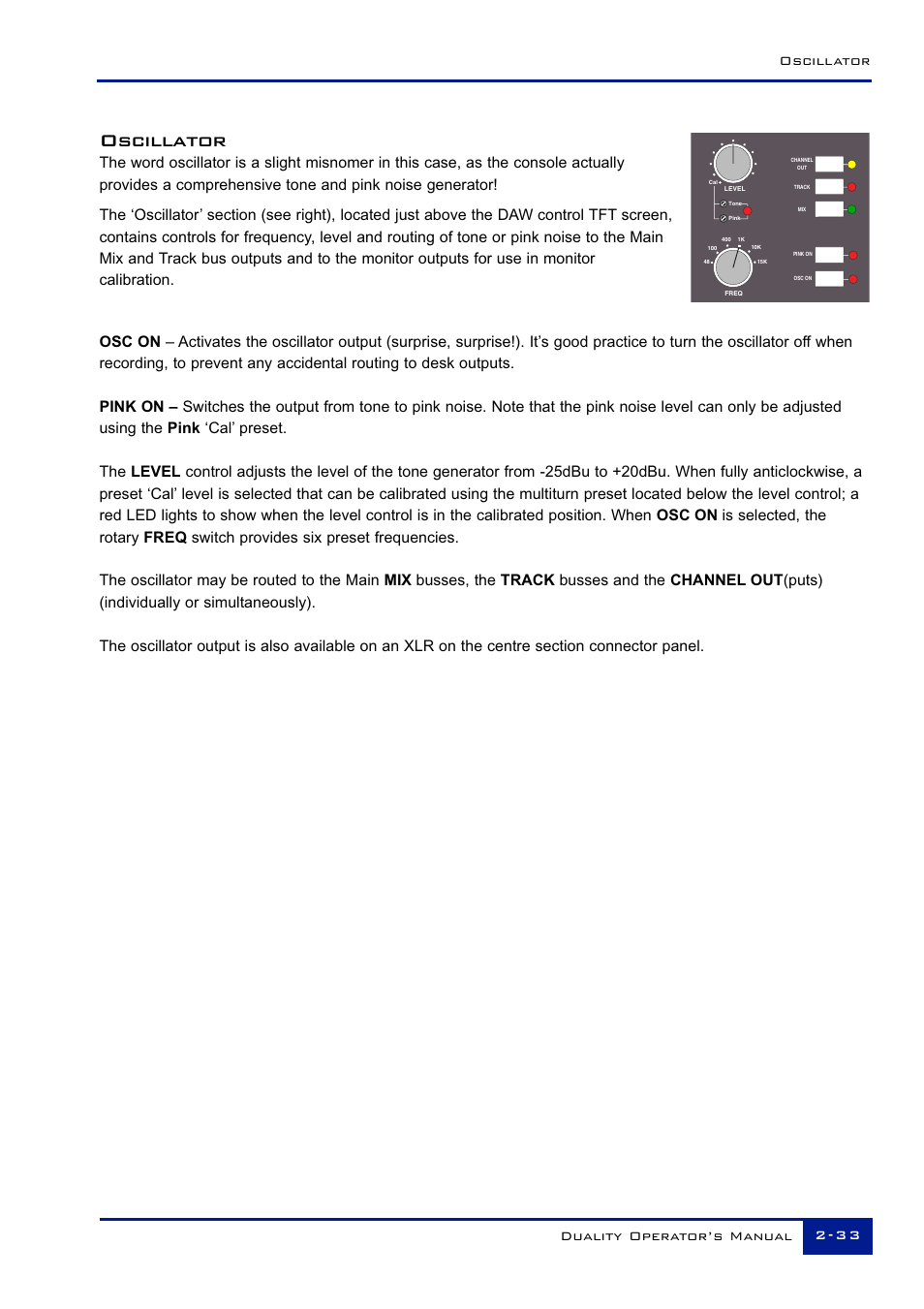 Oscillator, Oscillator 2 - 3 3 duality operator’s manual | Solid State Logic Duality 82S6DUA20C User Manual | Page 45 / 127