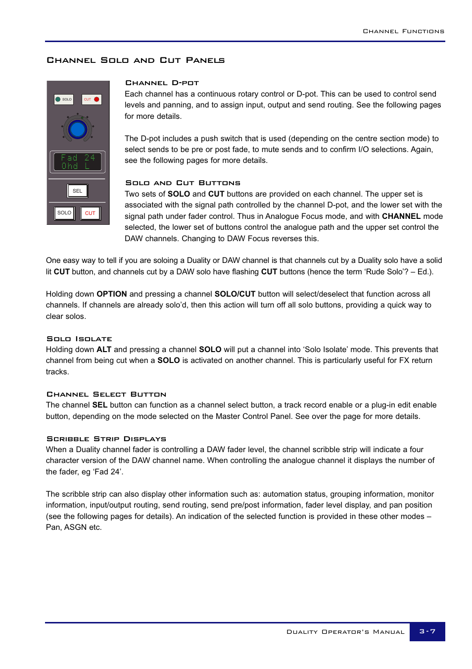 Channel solo and cut panels | Solid State Logic Duality 82S6DUA20C User Manual | Page 57 / 127