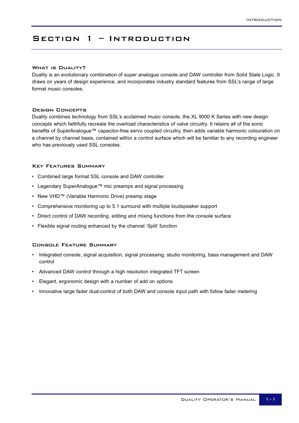 Solid State Logic Duality 82S6DUA20C User Manual | Page 9 / 127