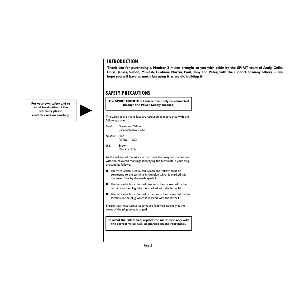 Safety precautions, Introduction | Spirit Monitor2 User Manual | Page 2 / 19