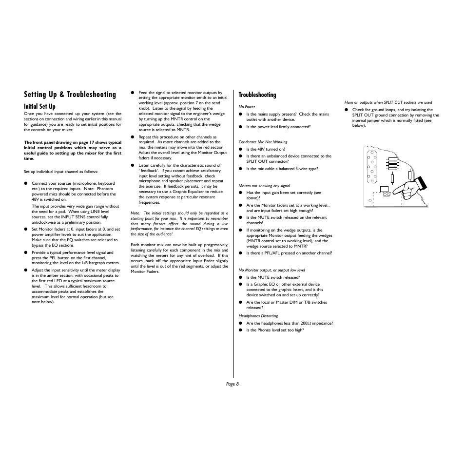 Setting up & troubleshooting, Initial set up, Troubleshooting | Spirit Monitor2 User Manual | Page 8 / 19