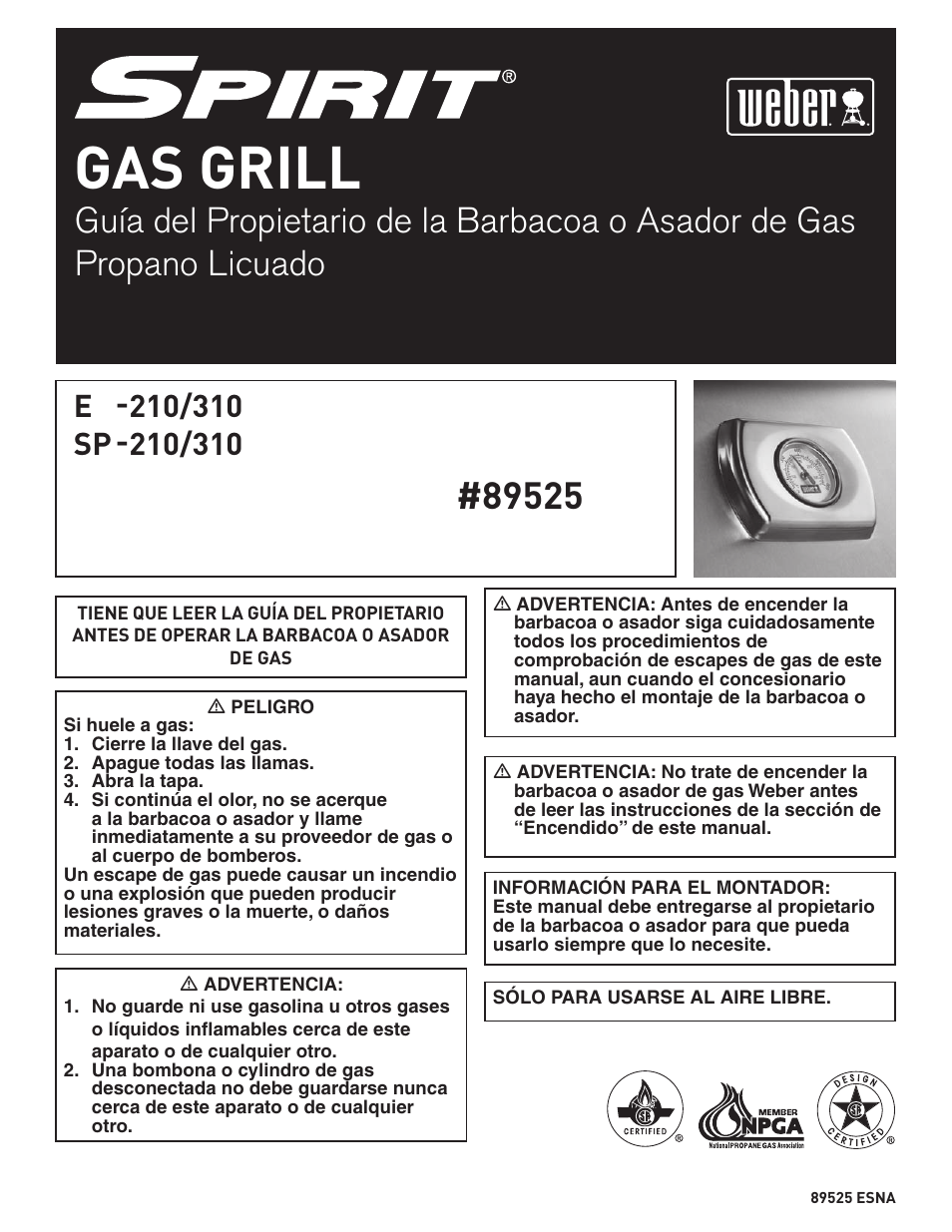 Gas grill | Spirit E-210/310 User Manual | Page 15 / 40