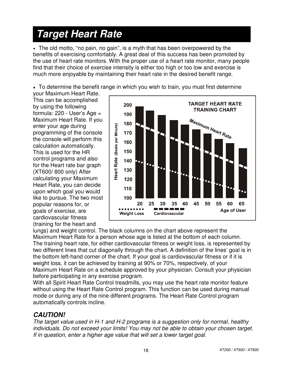 Target heart rate | Spirit XT80013 User Manual | Page 6 / 12