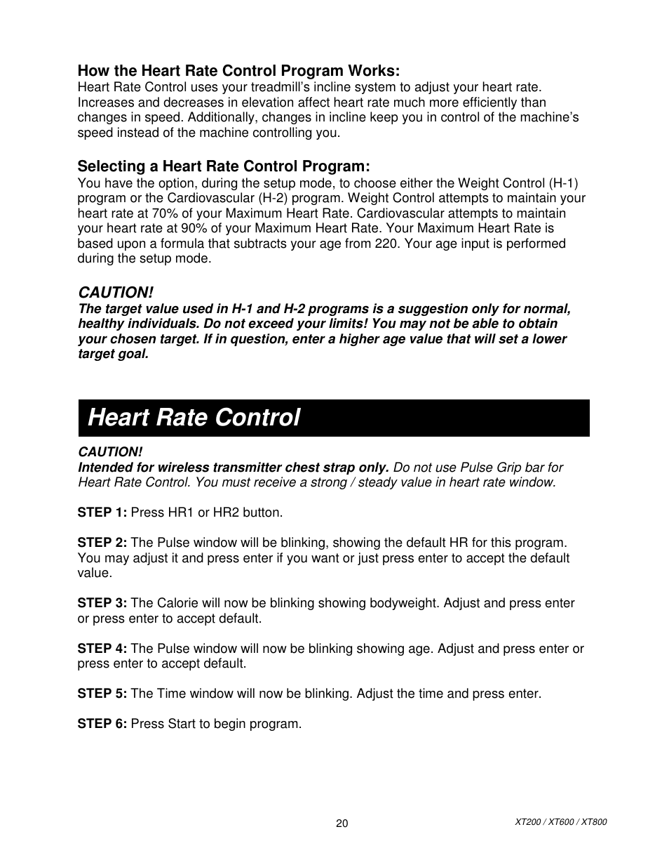 Heart rate control | Spirit XT80013 User Manual | Page 8 / 12