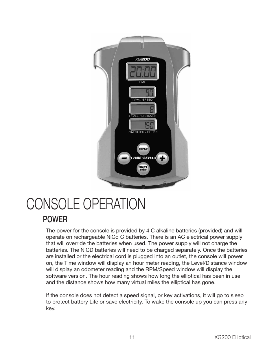 Console operation | Spirit XG200 User Manual | Page 13 / 16