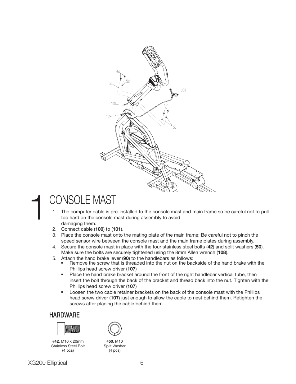 Console mast, Hardware | Spirit XG200 User Manual | Page 8 / 16