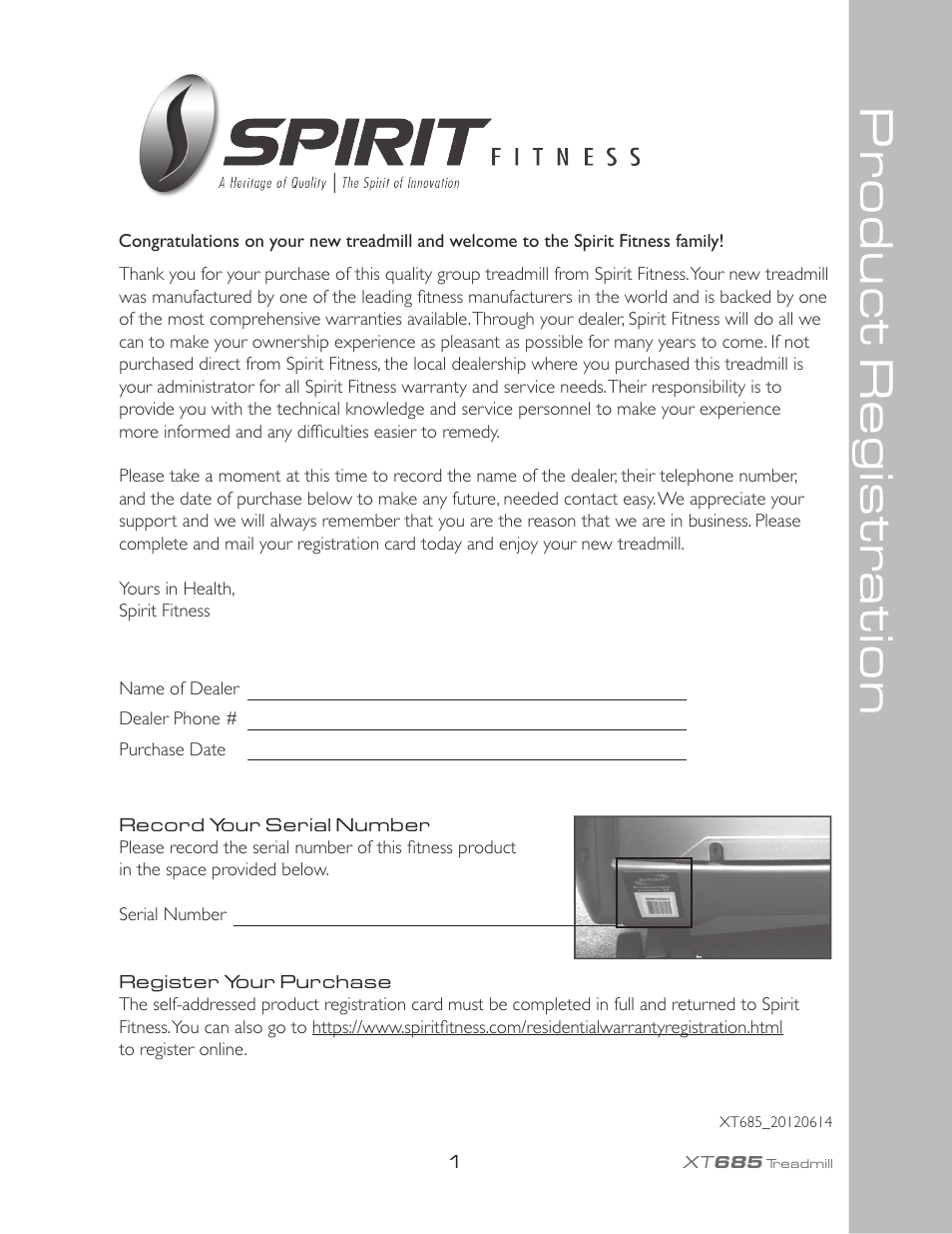 Pr oduct r egistr ation | Spirit XT685 User Manual | Page 5 / 38
