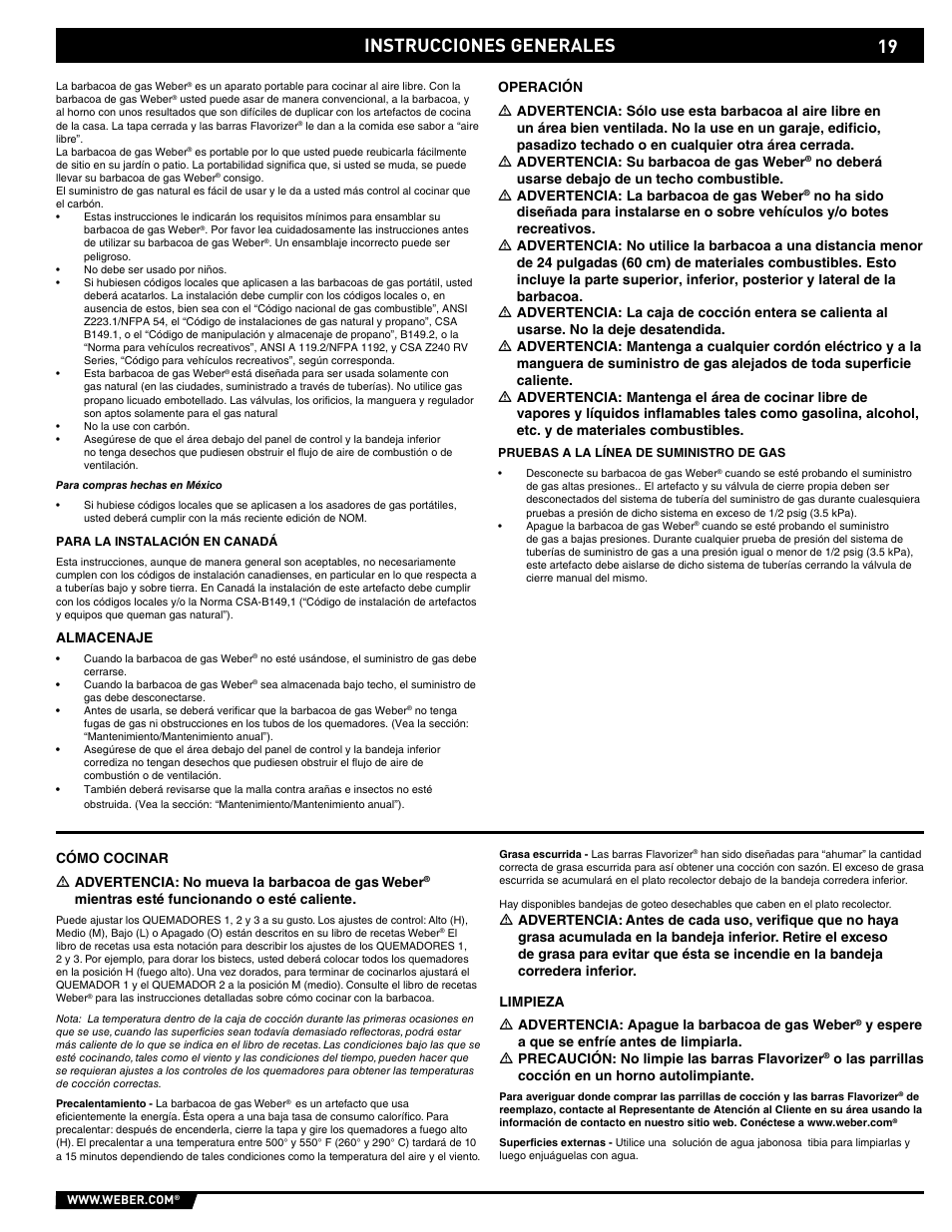 Instrucciones generales | Spirit E/EP - 210/310 User Manual | Page 19 / 44