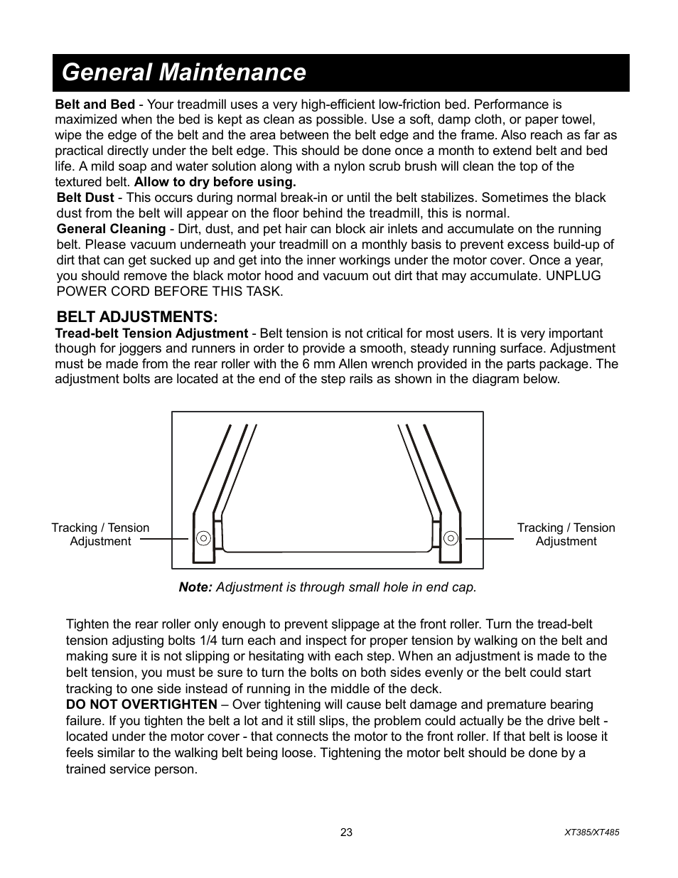 General maintenance | Spirit XT385 User Manual | Page 24 / 29