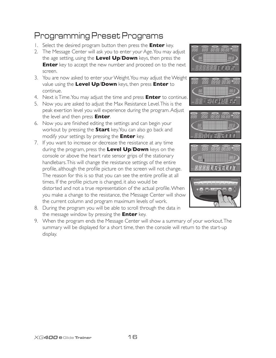 Programming preset programs | Spirit XG400 User Manual | Page 20 / 28