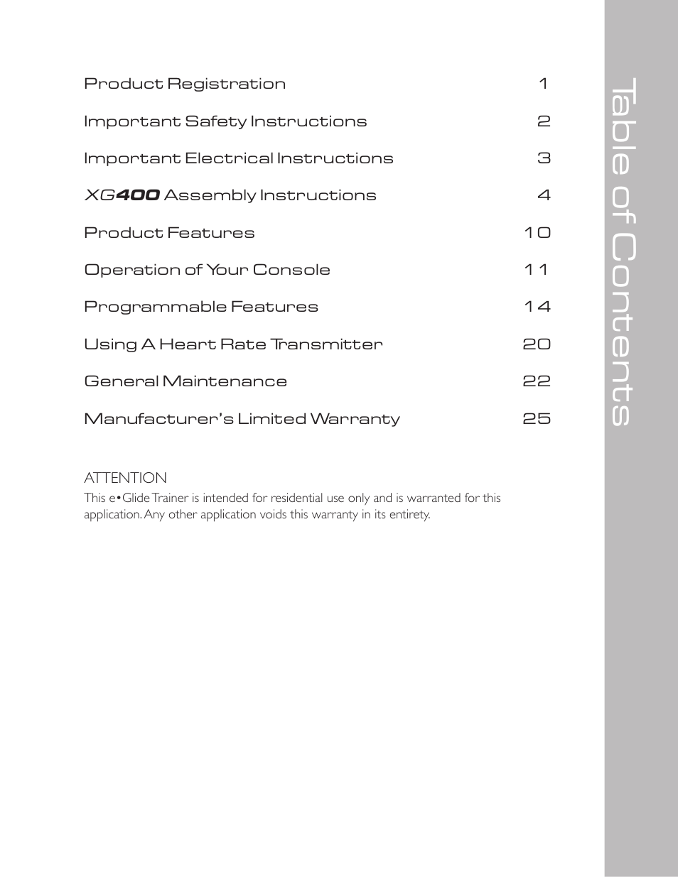 Spirit XG400 User Manual | Page 3 / 28