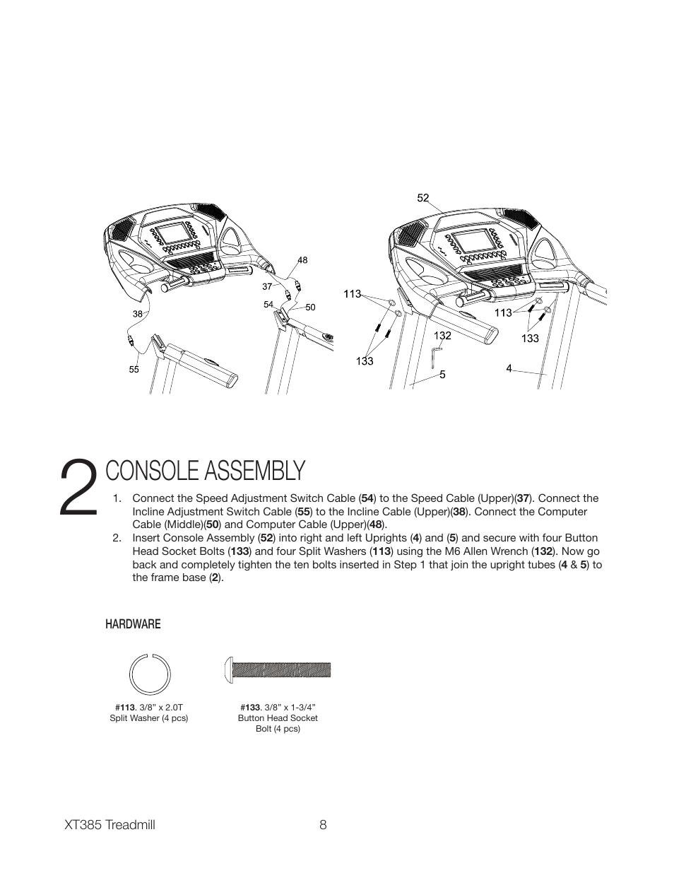 Console assembly | Spirit XT385 User Manual | Page 10 / 32