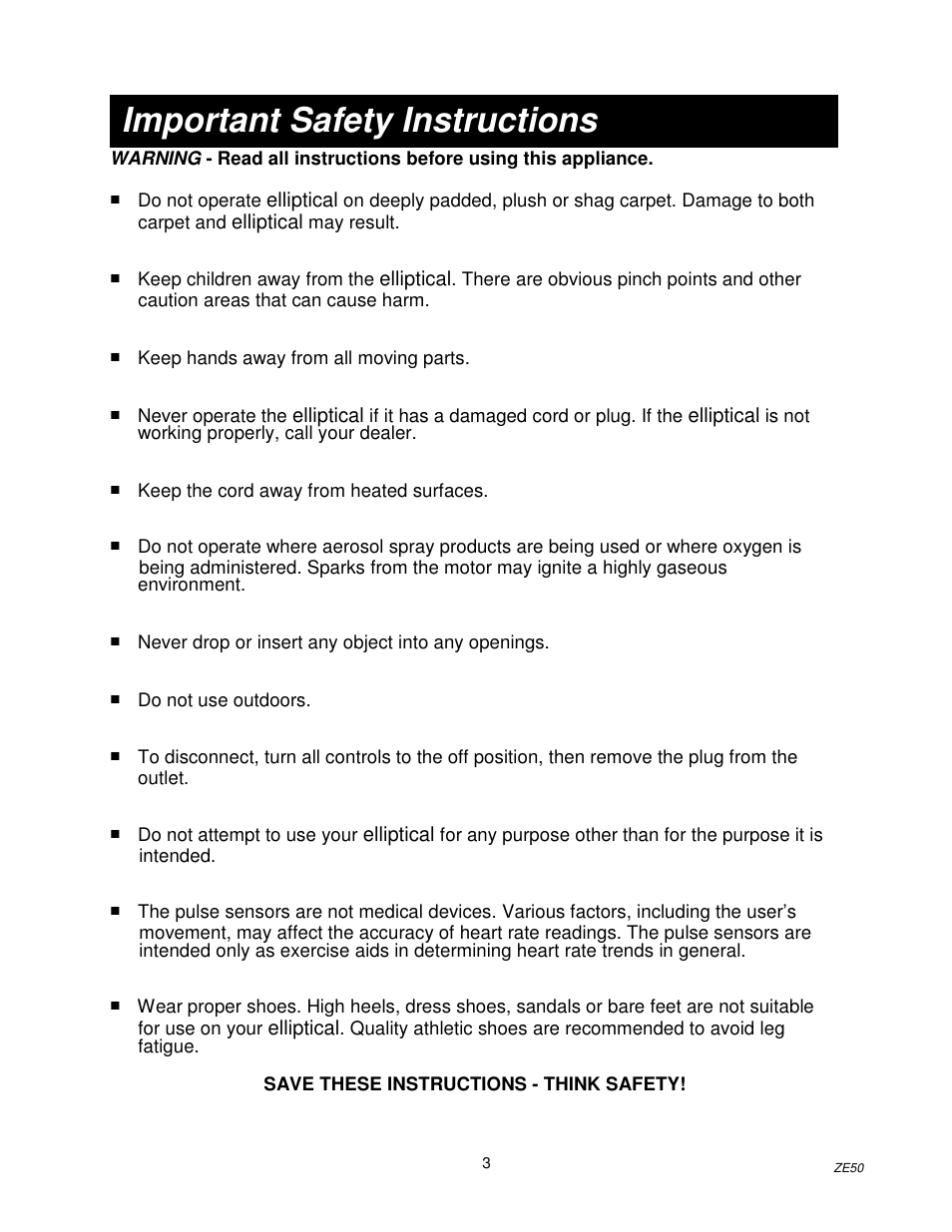 Important safety instructions | Spirit Z100 User Manual | Page 4 / 14