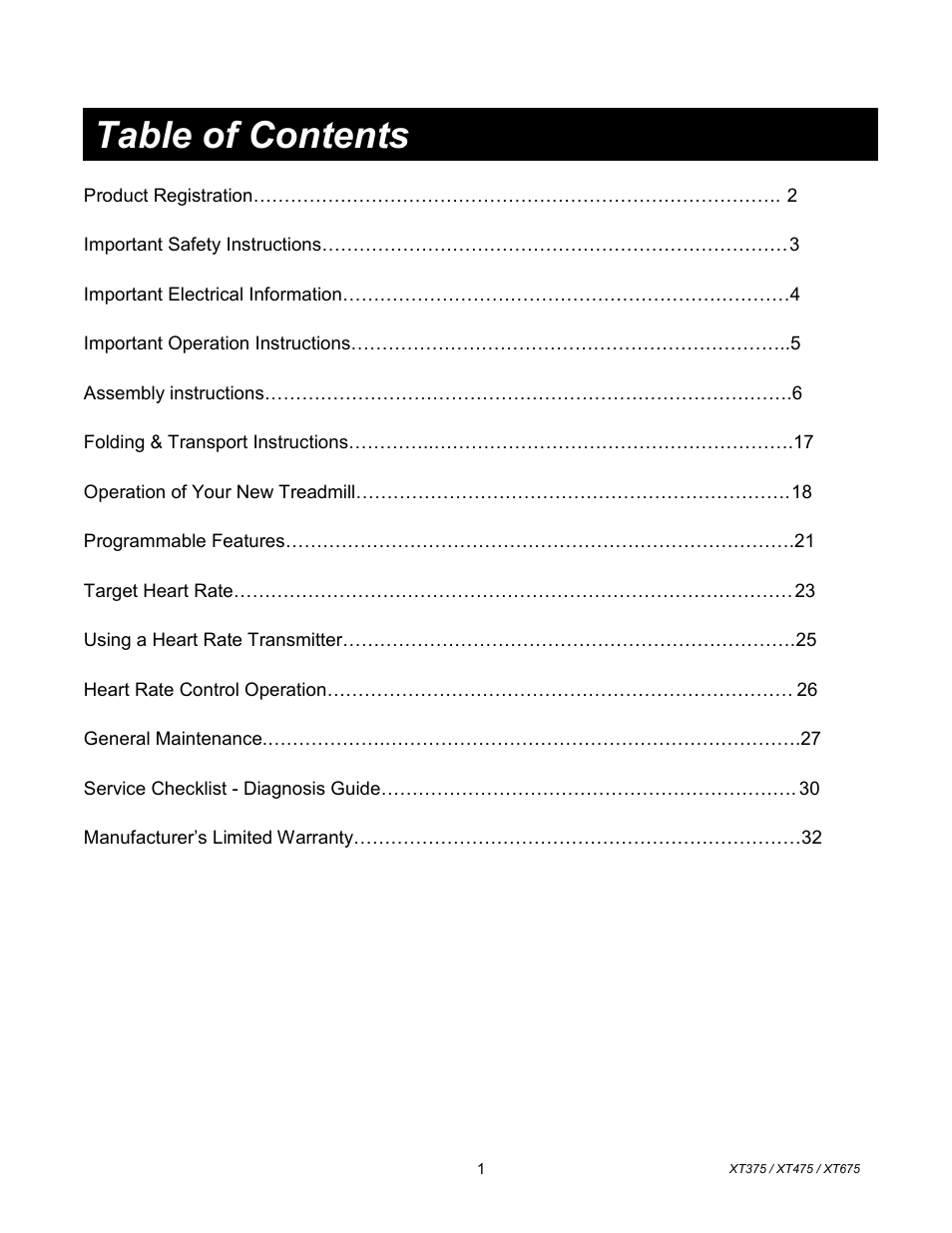Spirit XT675 User Manual | Page 2 / 33