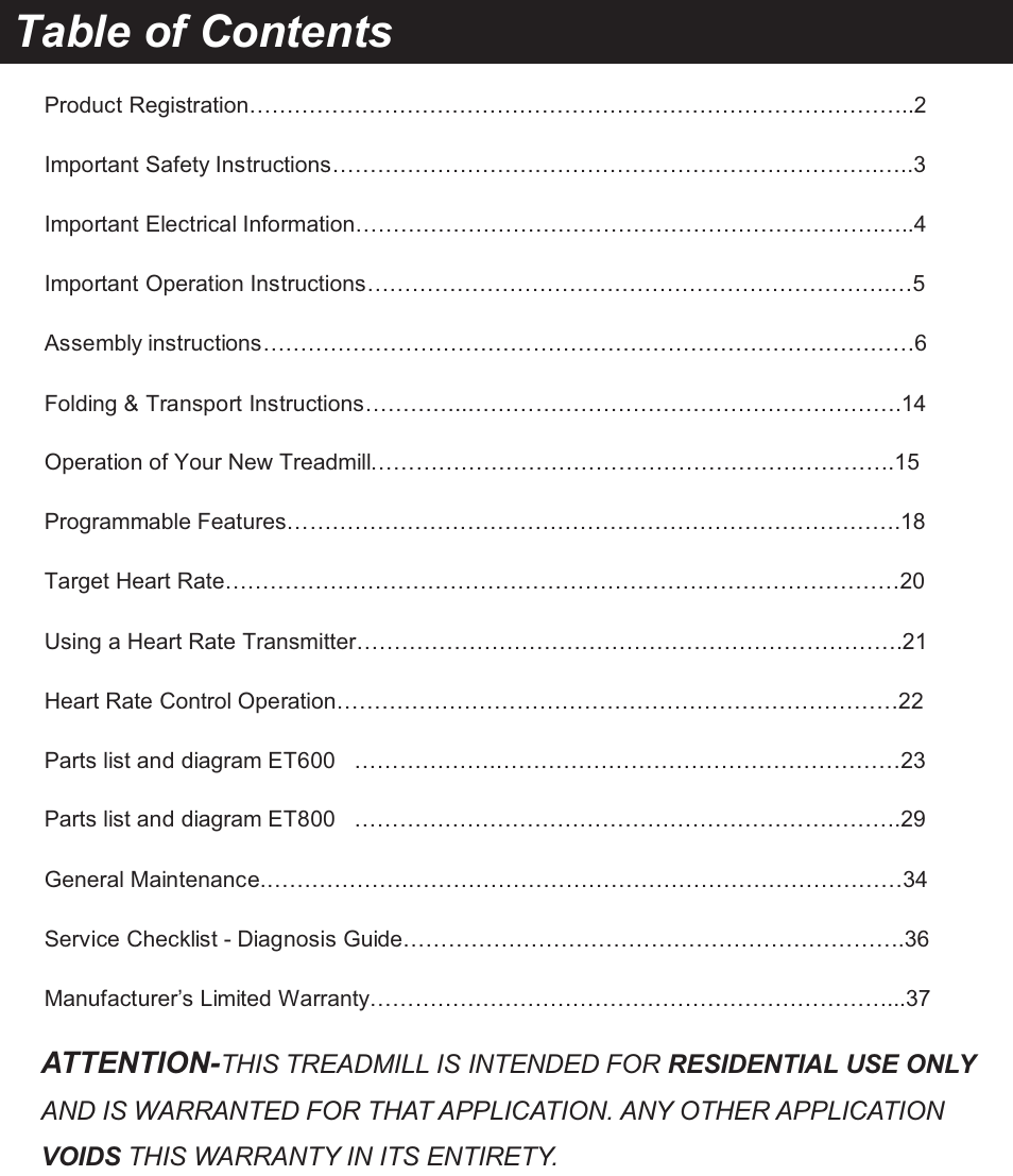 Spirit XT600 User Manual | Page 2 / 39