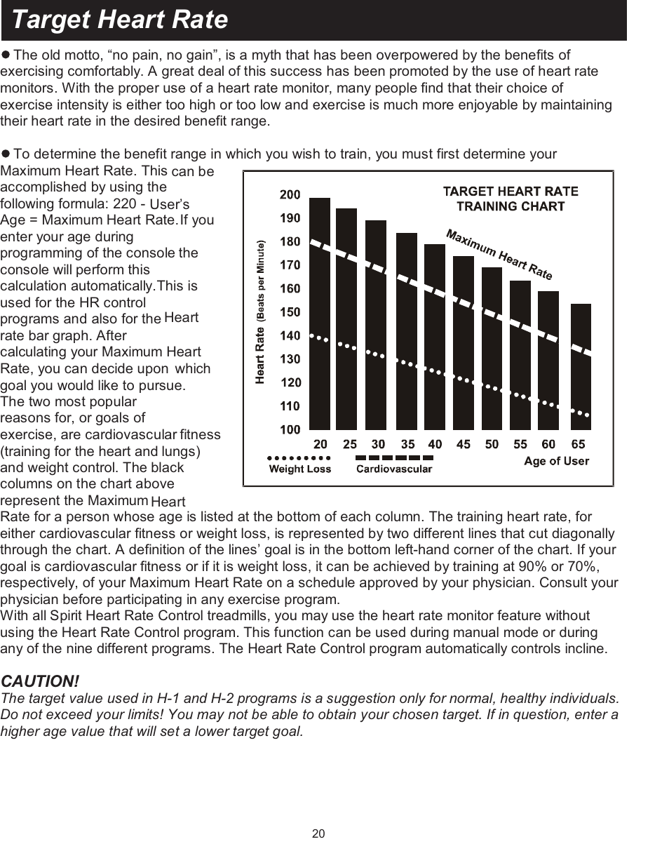 Target heart rate | Spirit XT600 User Manual | Page 22 / 39