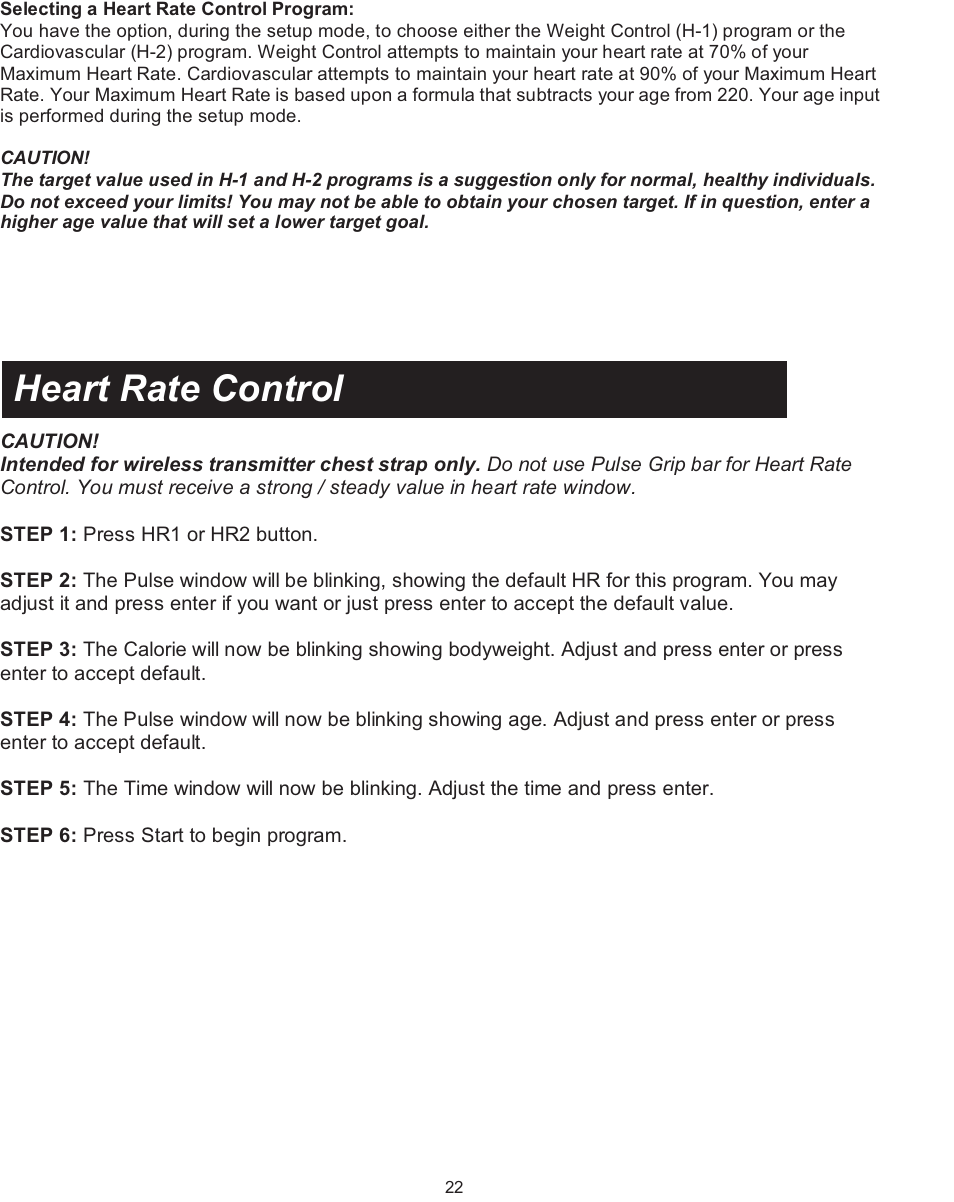 Heart rate control | Spirit XT600 User Manual | Page 24 / 39