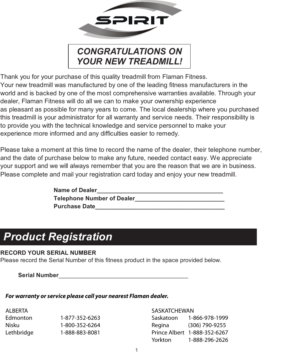 Product registration | Spirit XT600 User Manual | Page 3 / 39