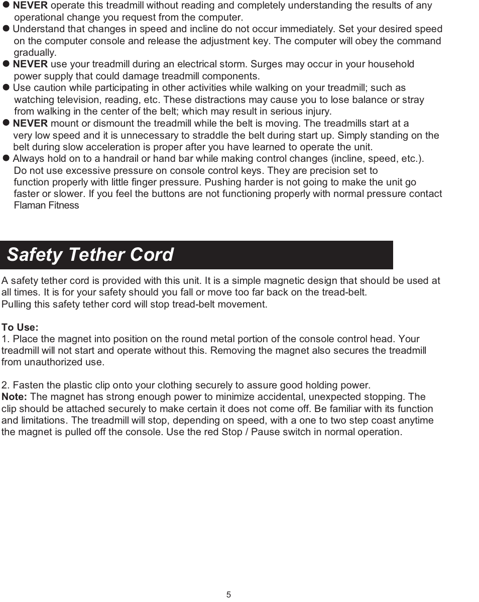 Safety tether cord | Spirit XT600 User Manual | Page 7 / 39