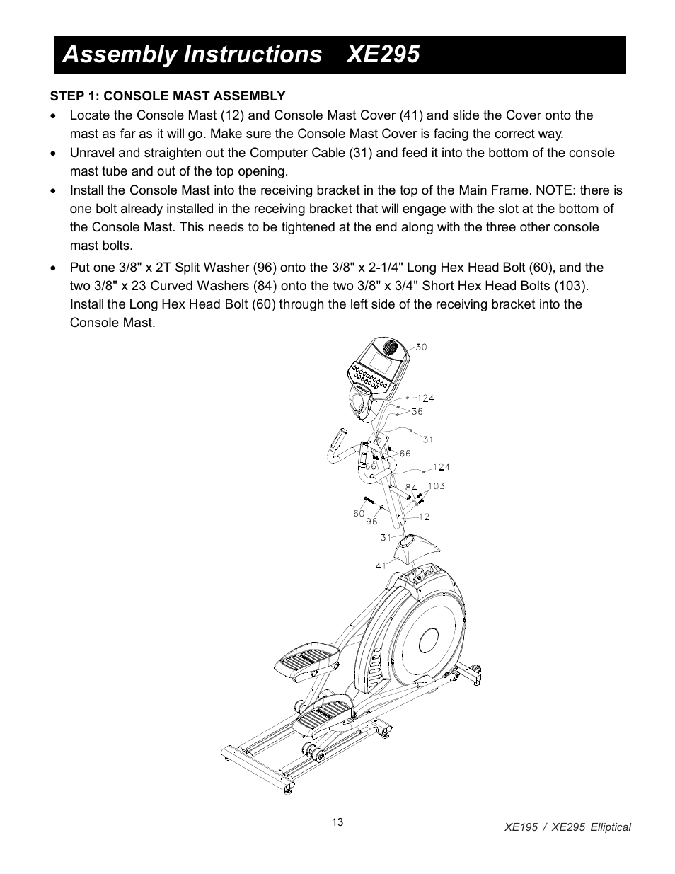 Assembly instructions xe295 | Spirit XE 295 User Manual | Page 14 / 31