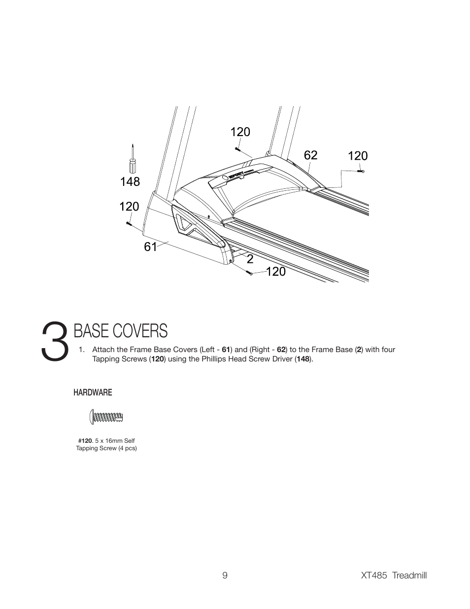 Base covers | Spirit XT485 User Manual | Page 11 / 35