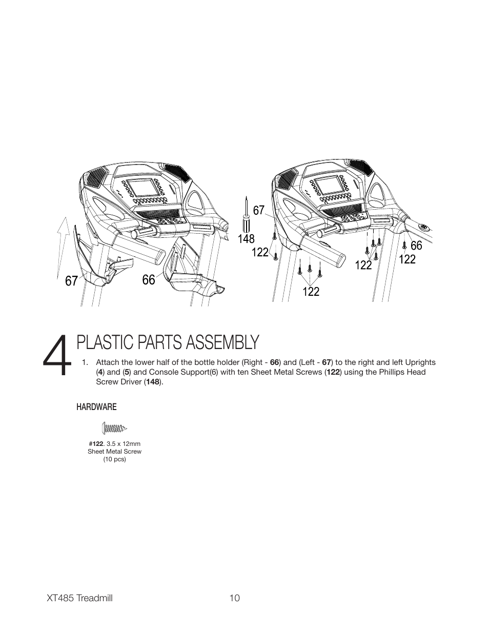 Plastic parts assembly | Spirit XT485 User Manual | Page 12 / 35