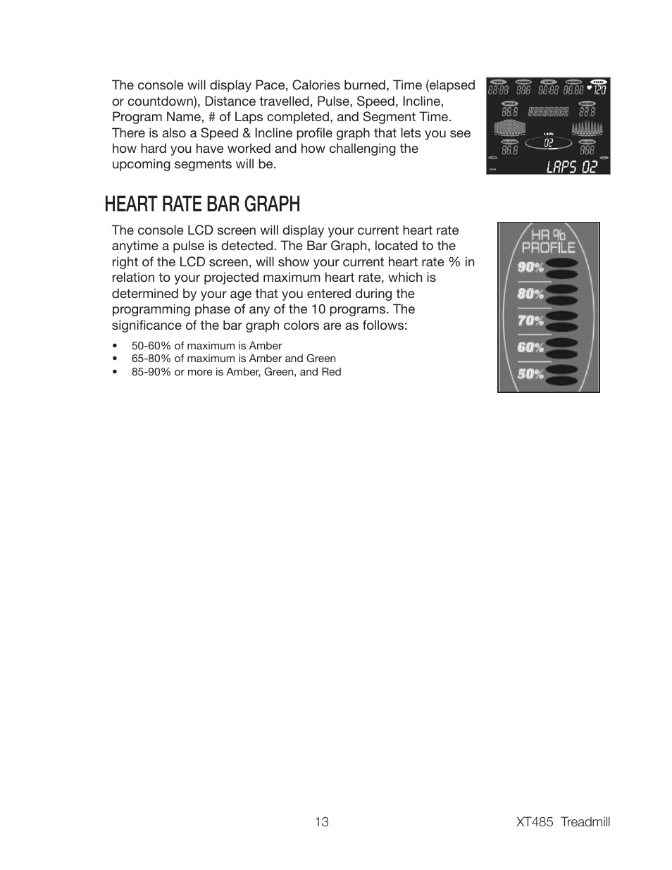 Heart rate bar graph | Spirit XT485 User Manual | Page 15 / 35