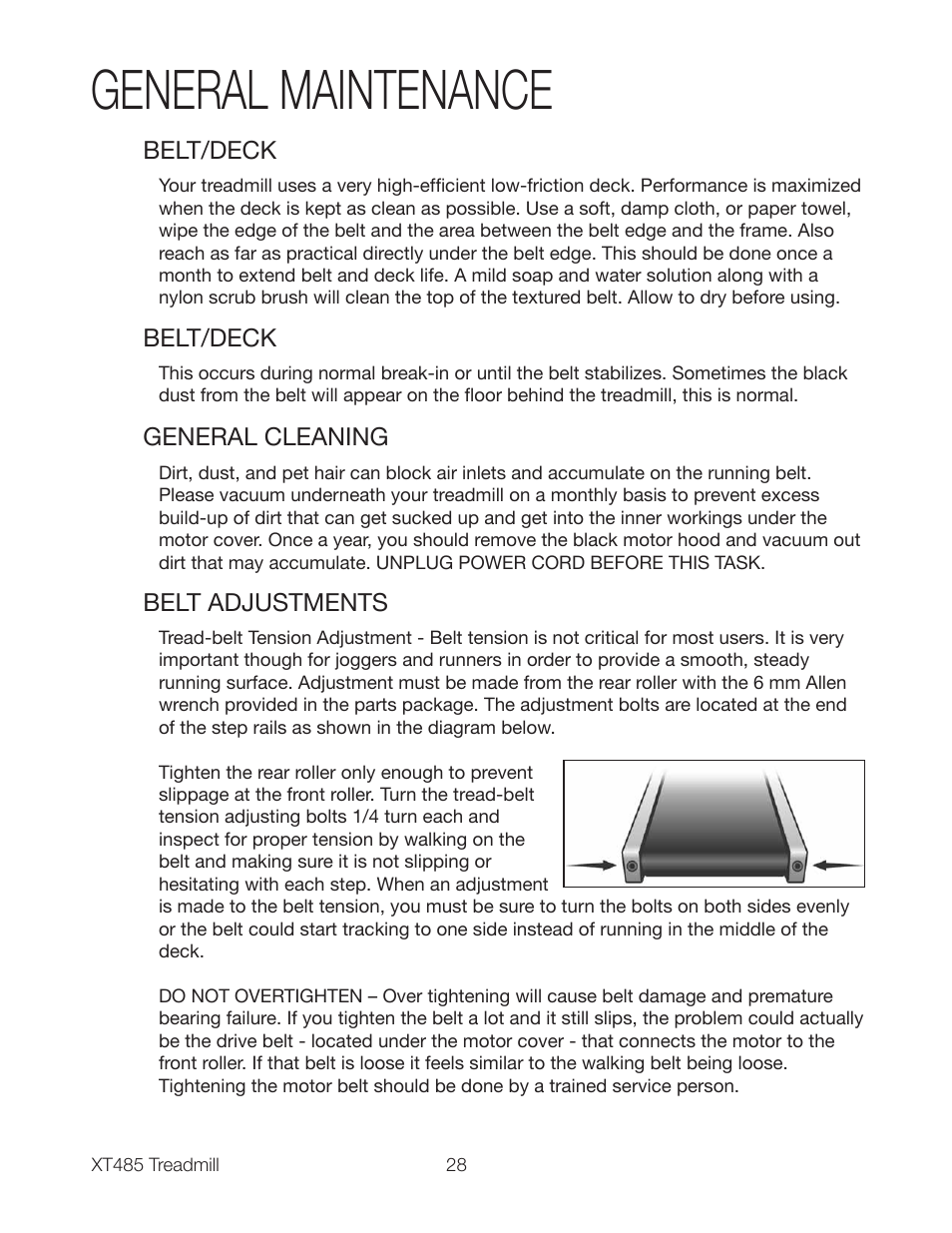 General maintenance | Spirit XT485 User Manual | Page 30 / 35