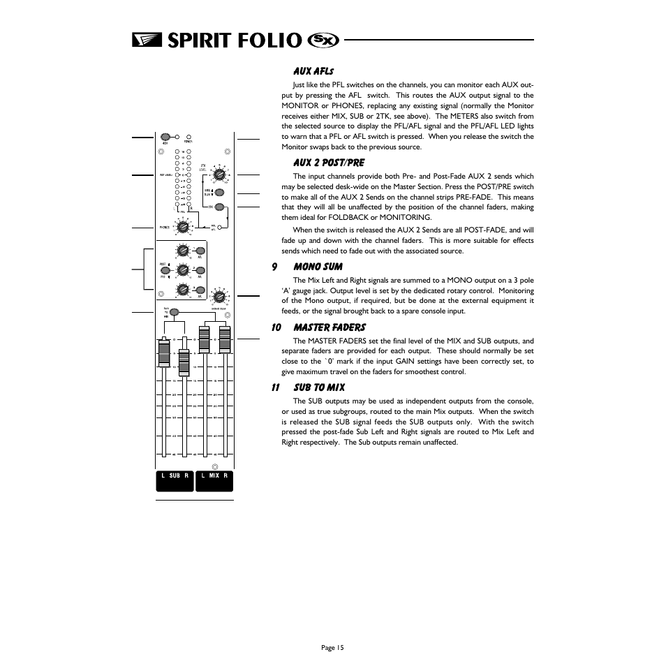 Spirit FOLIO SX mixer User Manual | Page 16 / 32