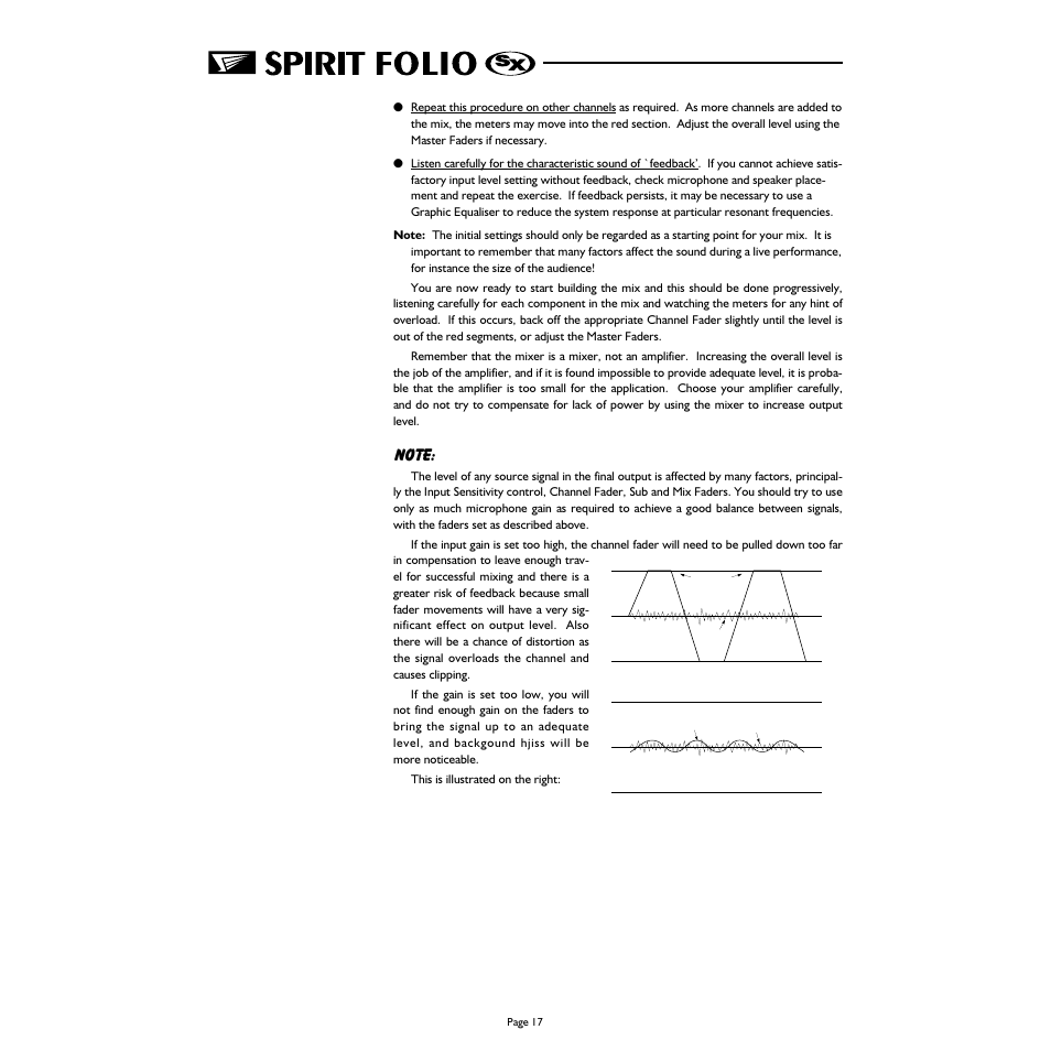 Spirit FOLIO SX mixer User Manual | Page 18 / 32