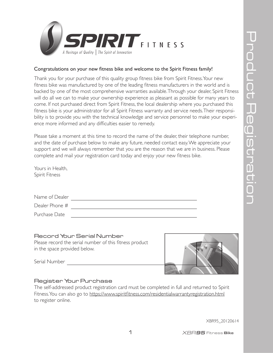 Pr oduct r egistr ation | Spirit XBR95 User Manual | Page 5 / 34